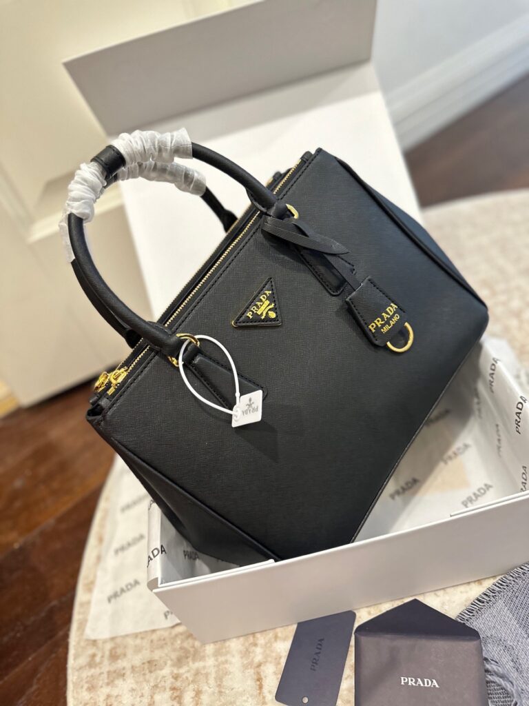 Prada Designer Mk Galleria Cp Galleria Black Calfskin Leather Clutch 30 cm editorial product context 3