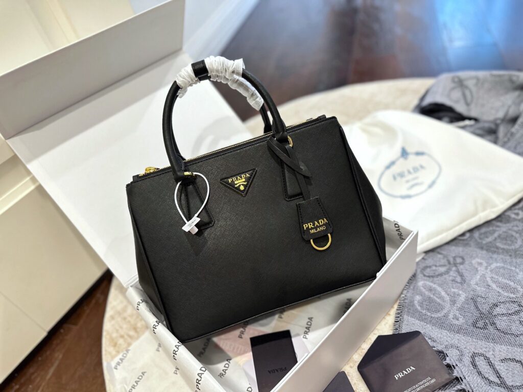 Prada Designer Mk Galleria Cp Galleria Black Calfskin Leather Clutch 30 cm editorial product context 1