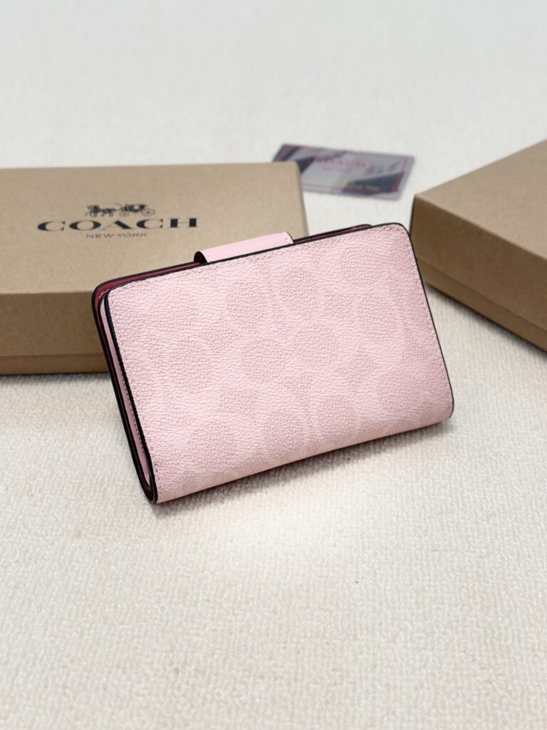 Designer Pink Leather Bag 15 x 10 cm editorial product context 2