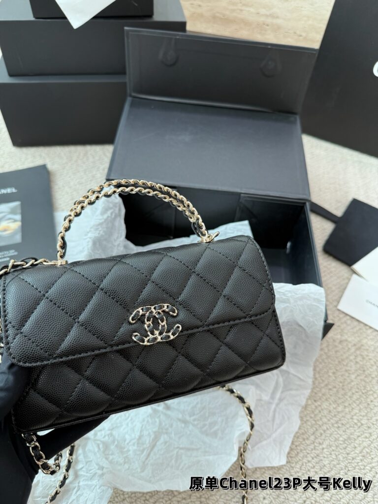 Chanel Kelly Black Leather Crossbody Bag editorial product context 3