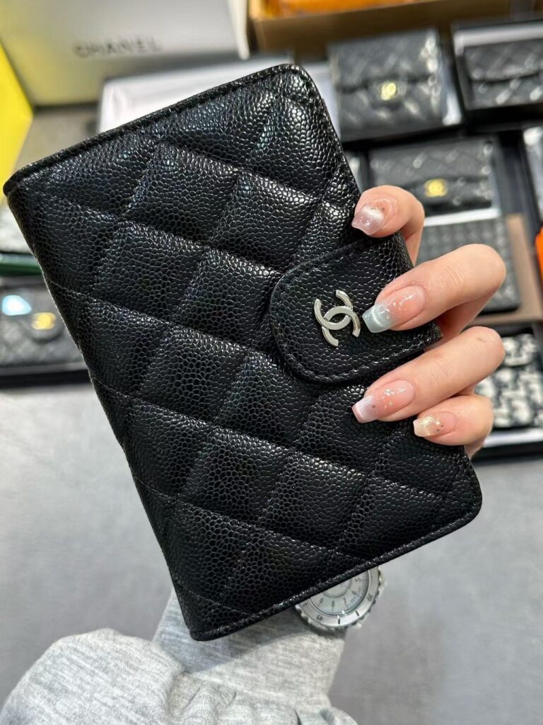 Designer Black Leather Wallet 15 x 10 cm editorial product context 2