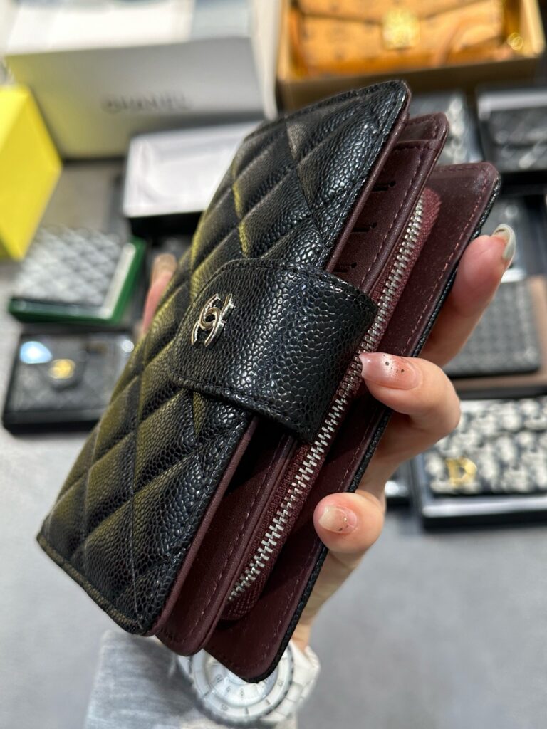 Designer Black Leather Wallet 15 x 10 cm editorial product context 3