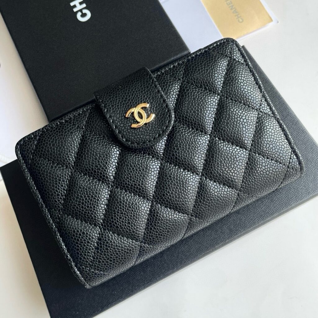 Designer Black Leather Wallet 15 x 10 cm editorial product context 1