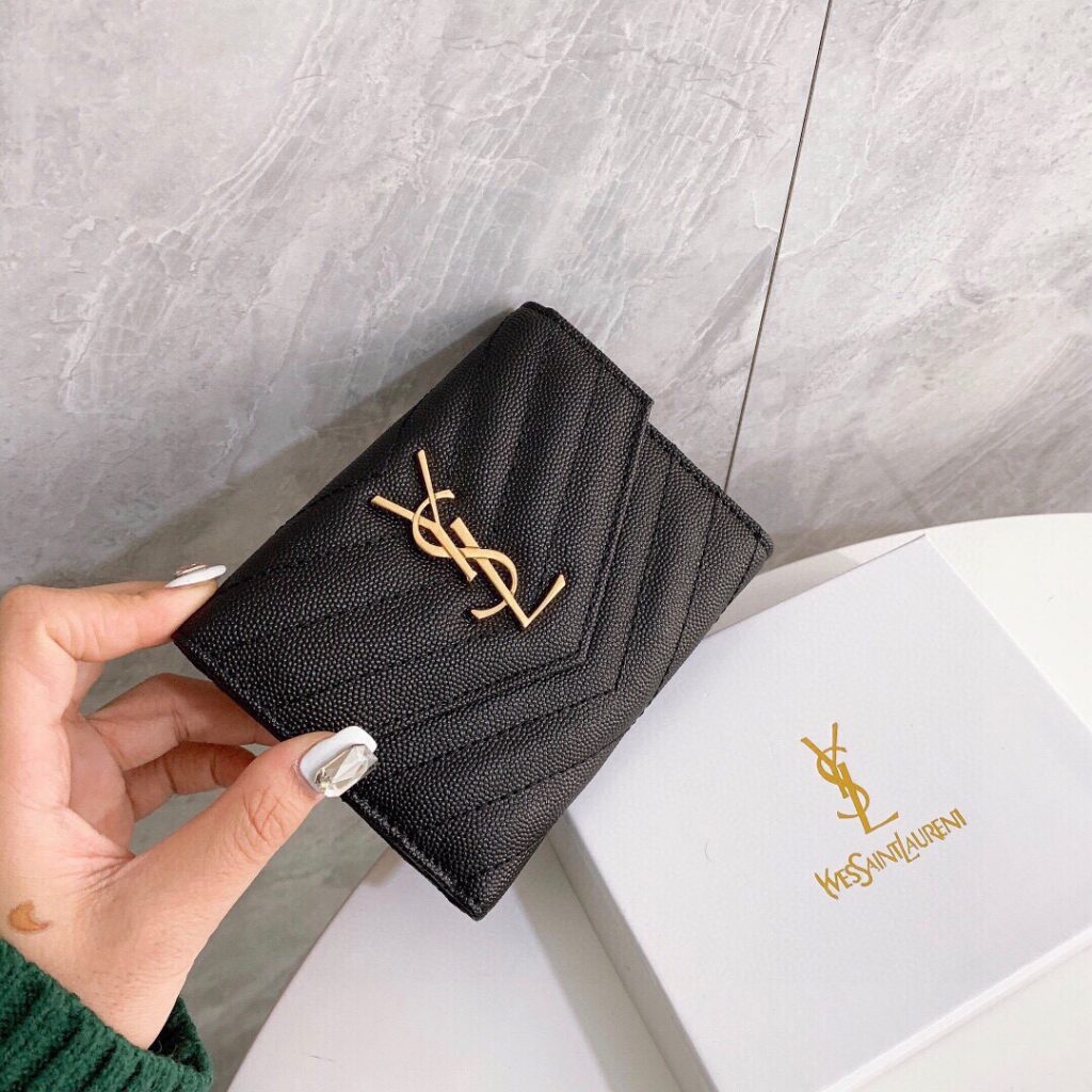 Saint Laurent Black Leather Wallet 10 x 9 cm editorial product context 2