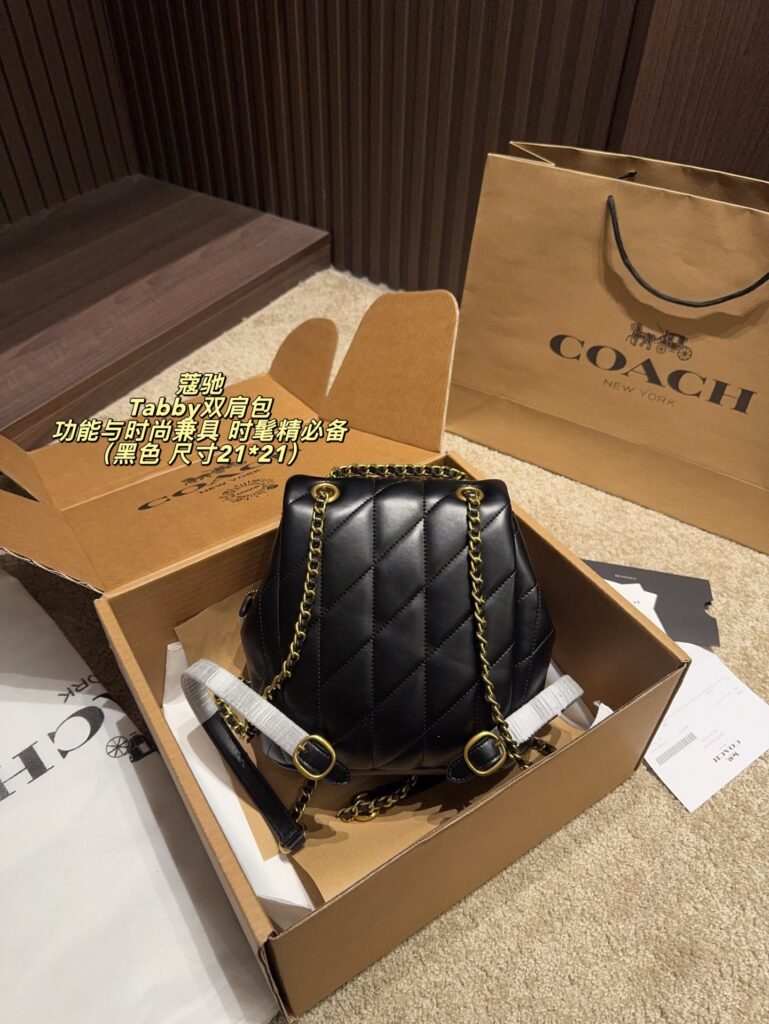 Coach Tabby Napa Black Lambskin Leather Backpack 21 x 21 cm editorial product context 3