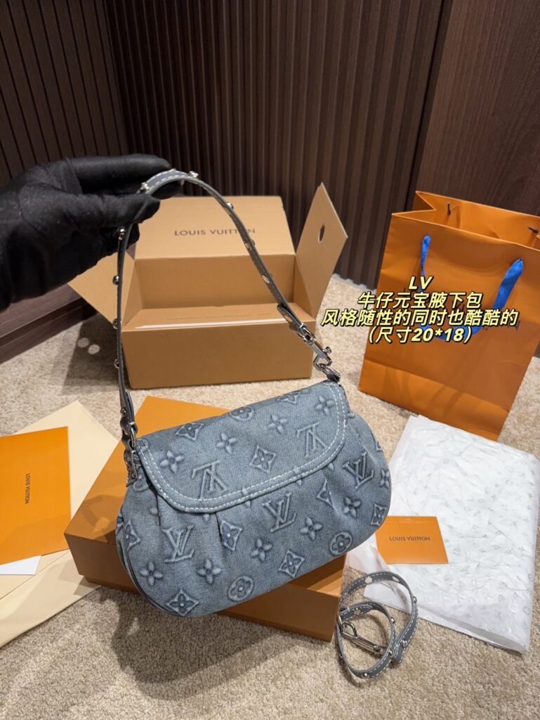 Louis Vuitton Blue Denim Bag 20 x 18 cm editorial product context 3