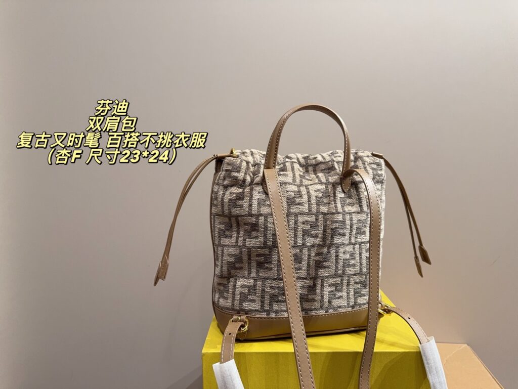 Fendi Ff Brown Canvas Backpack 23 x 24 cm editorial product context 3