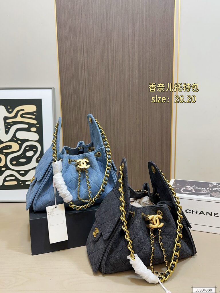 Chanel Blue Denim Tote Bag editorial product context 1