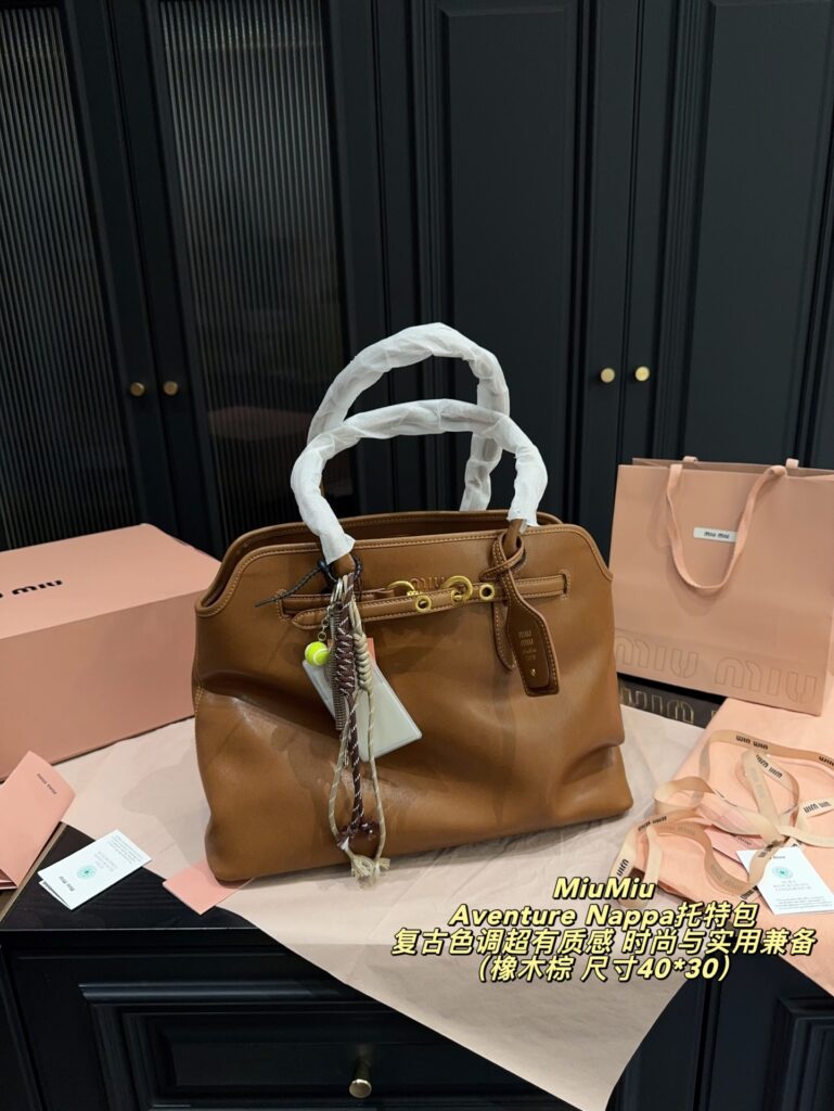 Miu Miu Aventure Nappa Leather Tote Bag 40 x 30 cm editorial product context 1