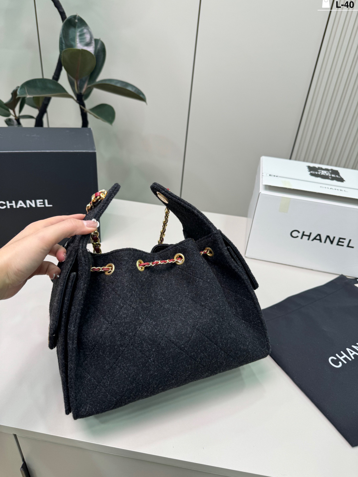 Chanel p235 L-40 26 20 hobo logo Bucket Bag