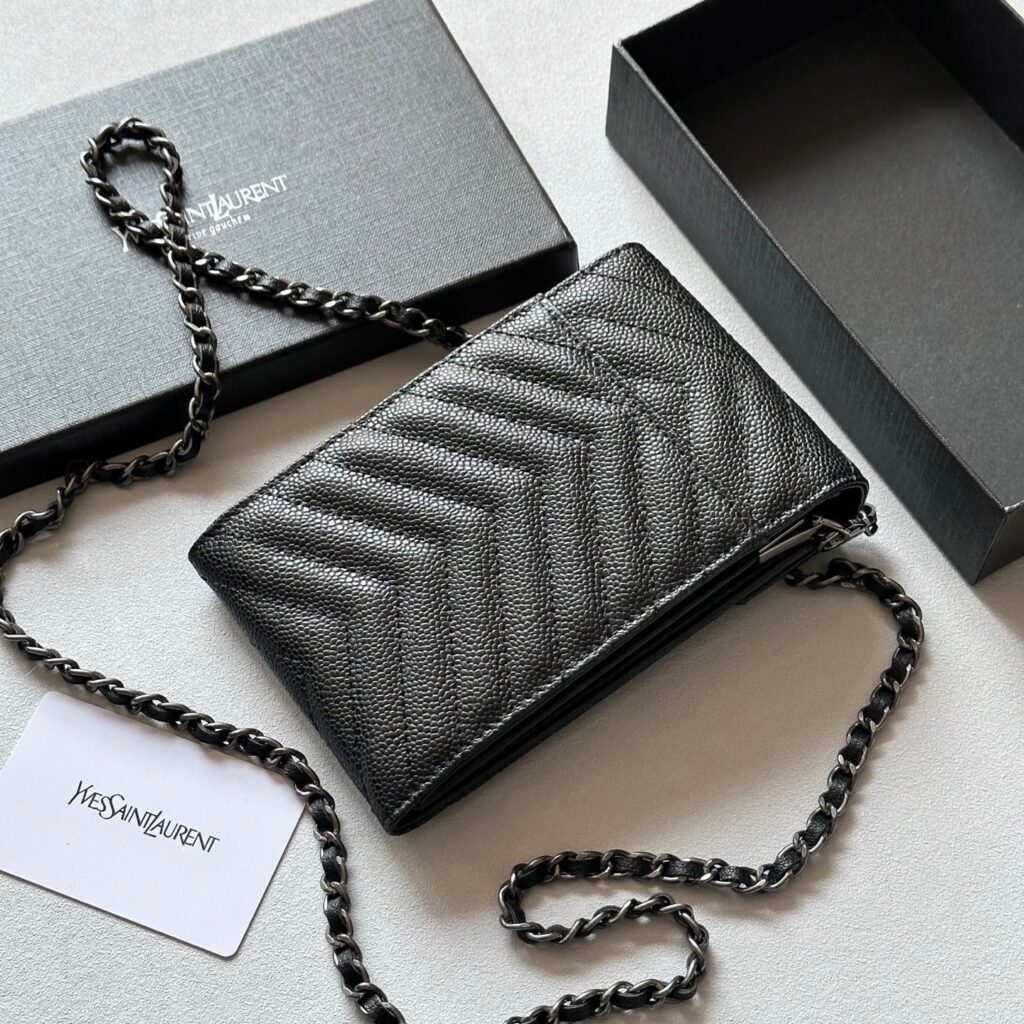 Saint Laurent Black Leather Bag 18 x 11 cm editorial product context 2