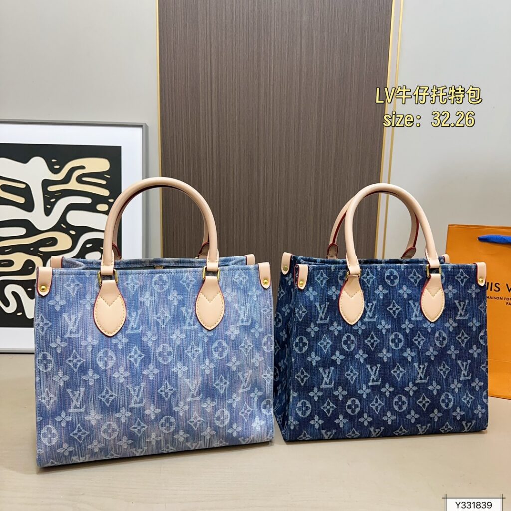 Louis Vuitton Blue Denim Tote Bag 32 x 26 cm editorial product context 1