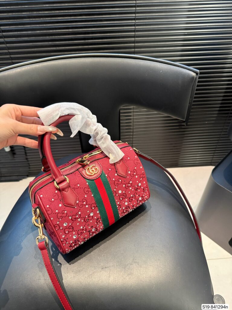 Gucci Pattern Stripe Red Bag editorial product context 3