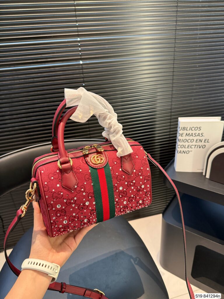 Gucci Pattern Stripe Red Bag editorial product context 2