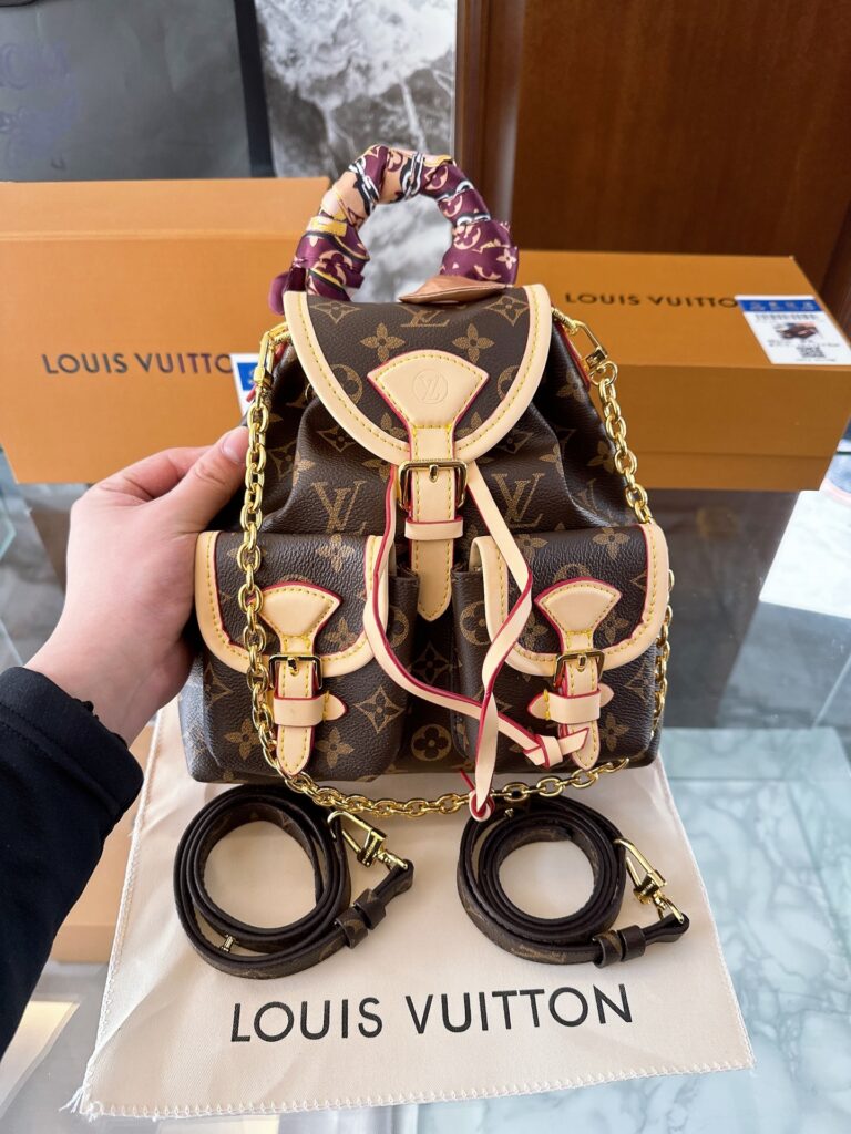Louis Vuitton Montsouris Gold Leather Backpack editorial product context 3