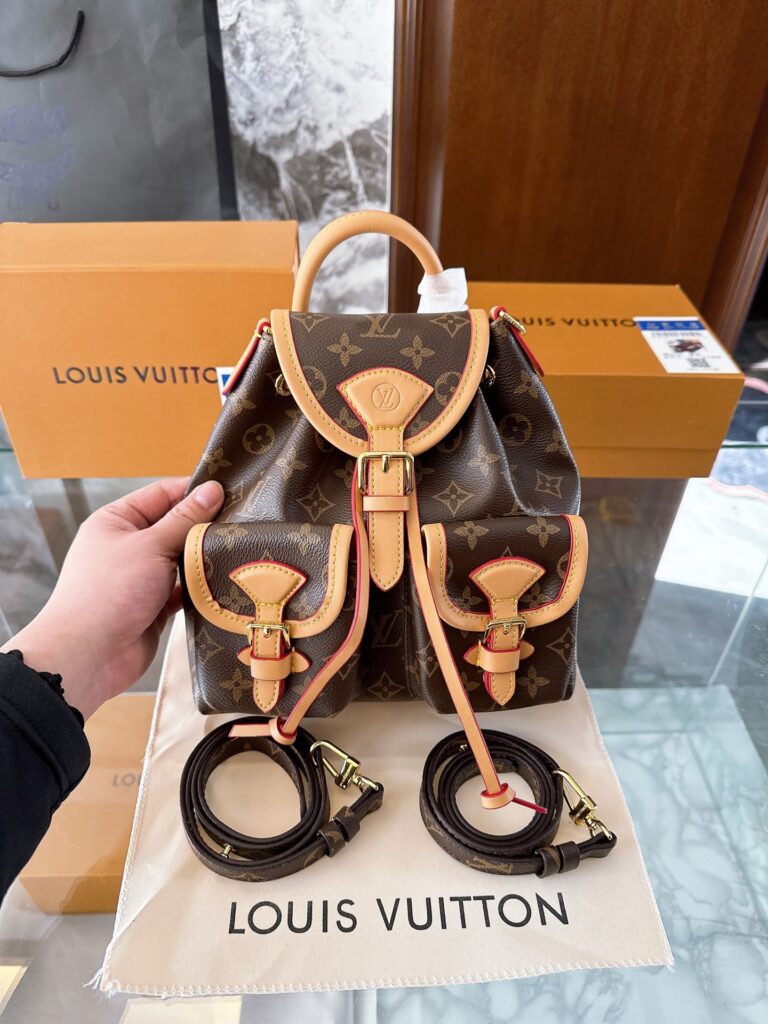 Louis Vuitton Montsouris Gold Leather Backpack editorial product context 2