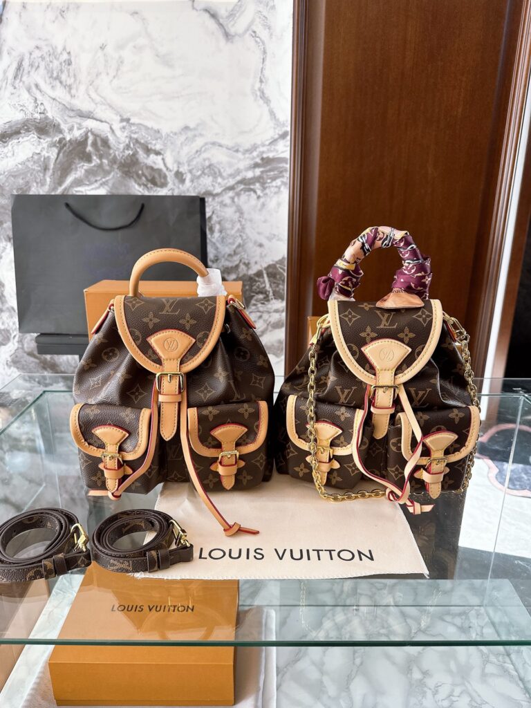 Louis Vuitton Montsouris Gold Leather Backpack editorial product context 1