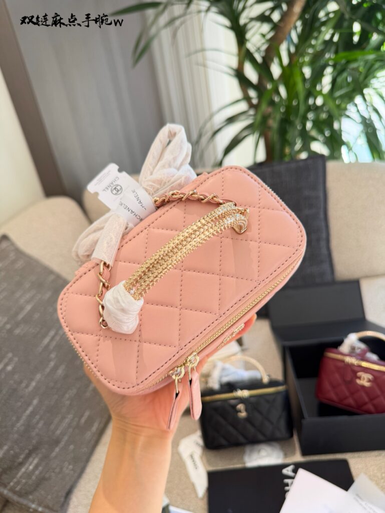 Chanel Case Small Ring Pink Leather Vanity Bag editorial product context 2