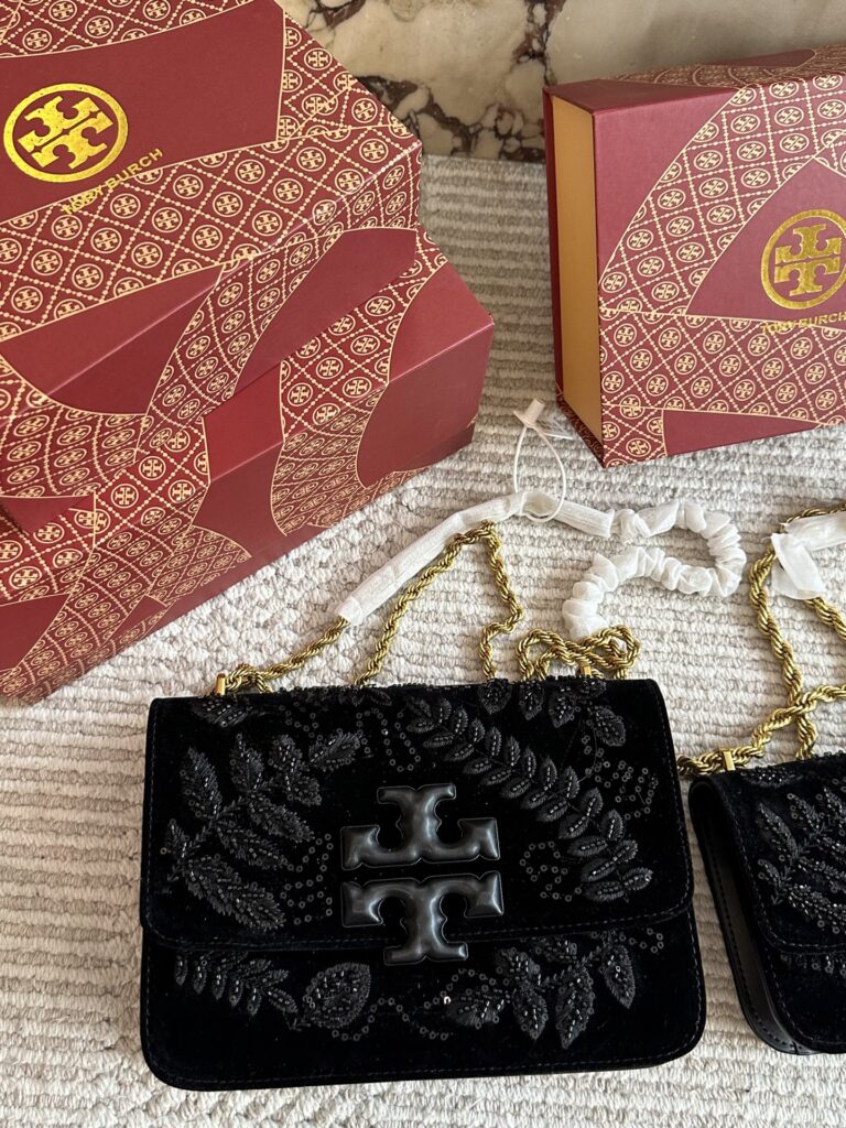 Tory Burch Eleanor Black Crystal Shoulder Bag editorial product context 3