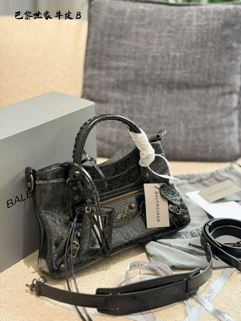 Balenciaga Black Leather Handbag editorial product context 2