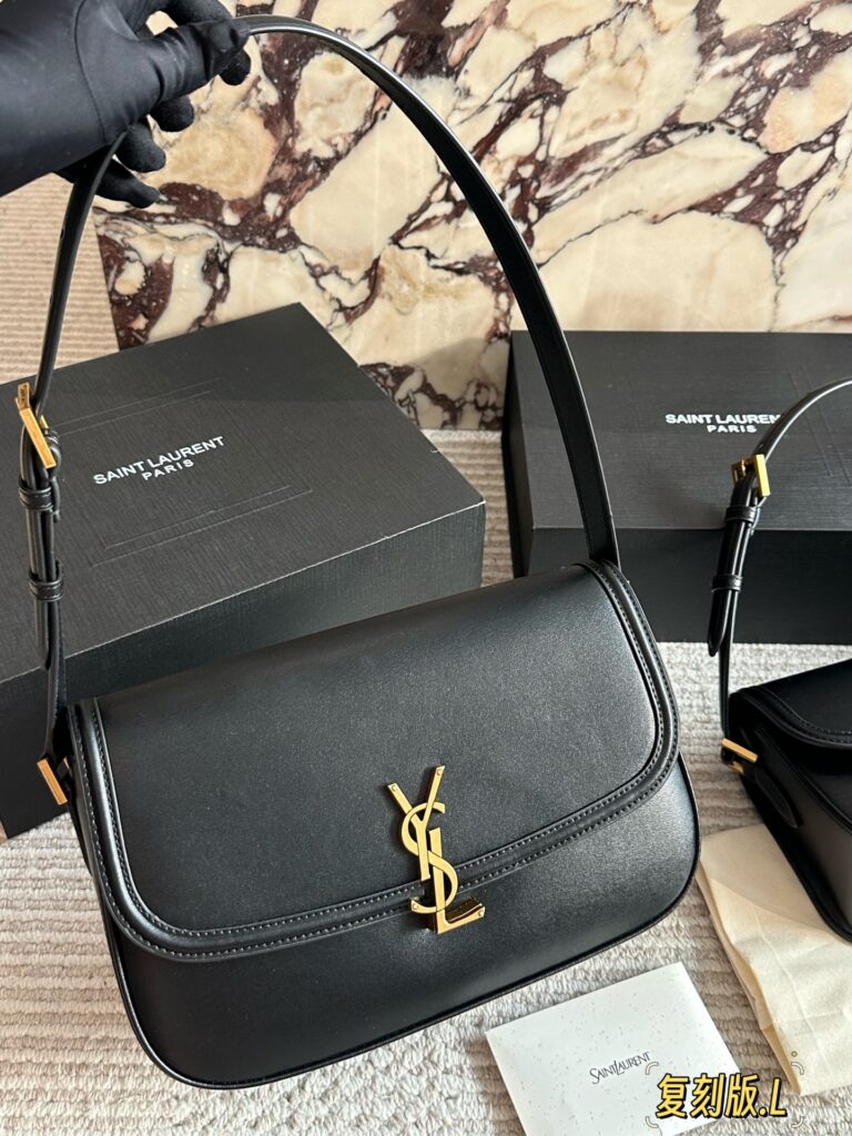 Saint Laurent Solferino Black Leather Shoulder Bag editorial product context 2