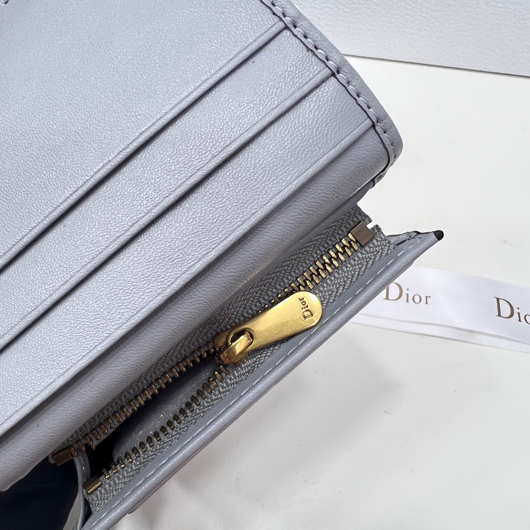 Dior Saddle Navy Blue Gray Wallet Canvas