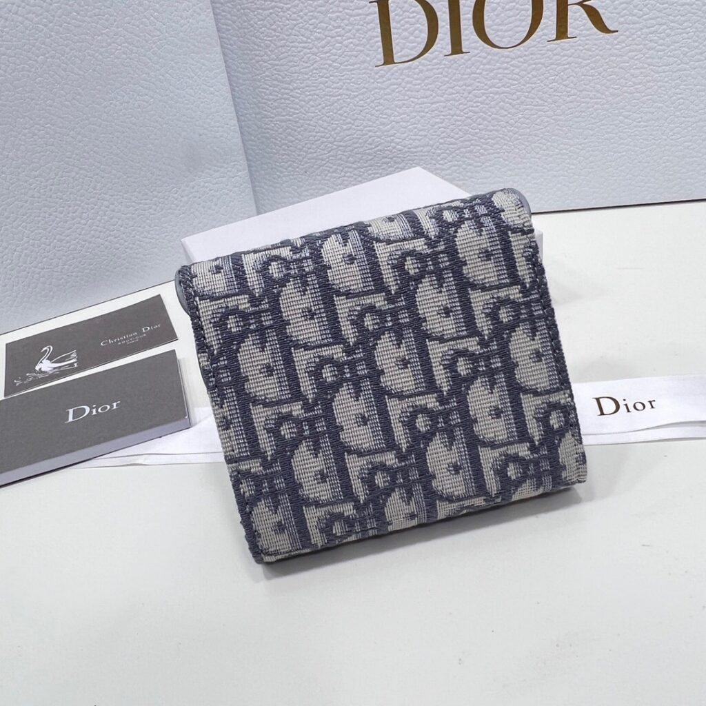 Dior Saddle Navy Gray Blue Canvas Wallet editorial product context 3