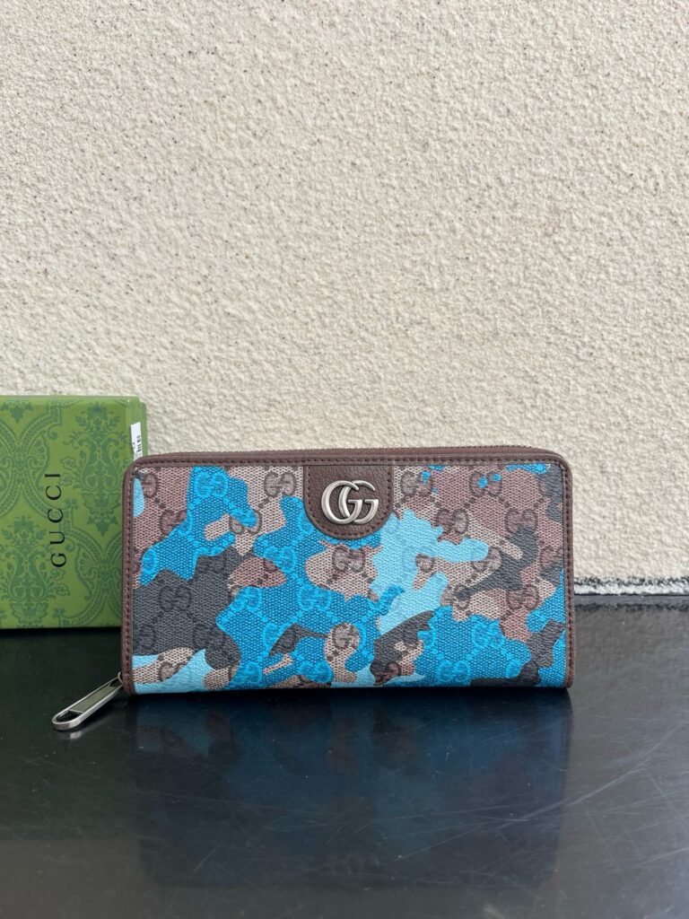 Gucci GG Camouflage Continental Brown Leather Wallet editorial product context 1