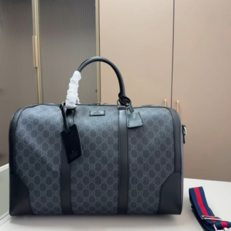 Gucci GG Supreme Canvas Weekender Travel IN style with THE Crafted from durable coated leather trims this features spacious interior FOR ALL your essentials signature pattern adds touch OF luxury while sturdy TOP handles AND optional strap offer versatile carrying options Perfect weekend getaways OR AS stylish carry-on Highlights trim Detachable Gold-tone hardware Materials Metal Available colors Brown Beige sizes color-brown color-beige size-medium color-gold color-brown-color-beige-size-medium material-canvas material-leather material-metal Medium Bag Bags