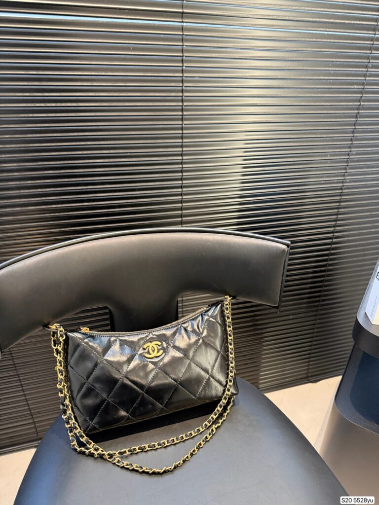 Chanel Quilted Chain Gold Leather Clutch editorial product context 1