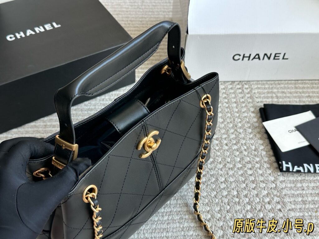 Chanel Black Leather Tote Bag editorial product context 3