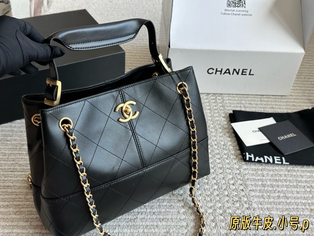 Chanel Black Leather Tote Bag editorial product context 1