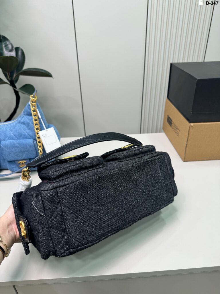 Chanel Gold Denim Shoulder Bag editorial product context 3