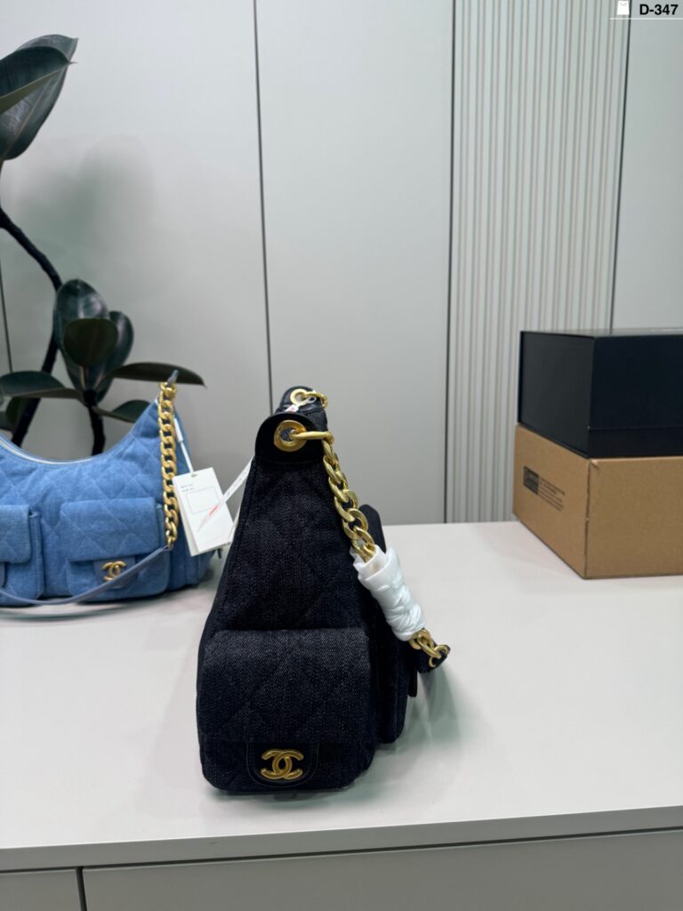 Chanel Gold Denim Shoulder Bag editorial product context 2