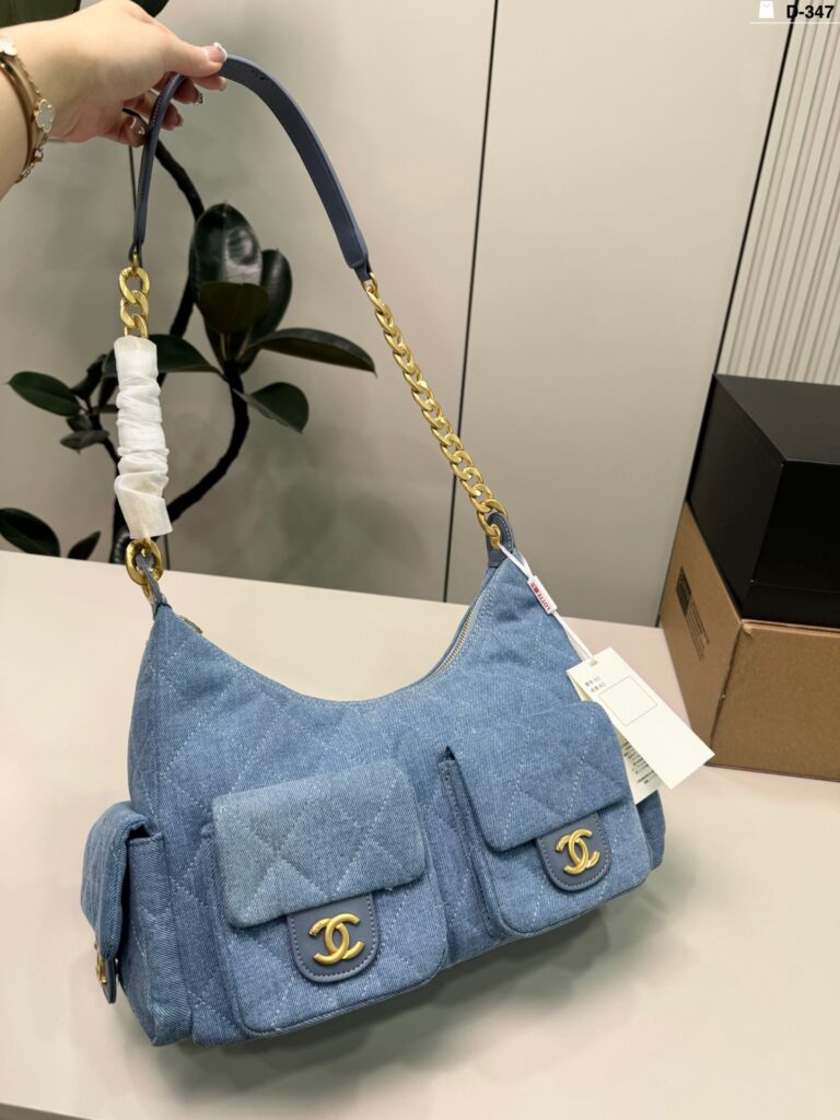 Chanel Material Blue Denim Hobo Bag editorial product context 1