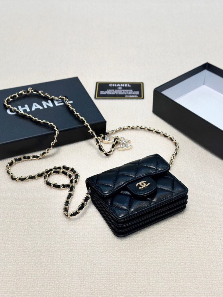 Chanel Chain Caviar Leather Card Holder editorial product context 1