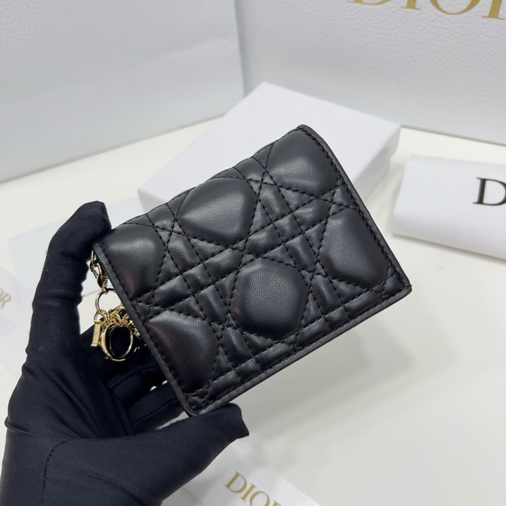 Dior Cannage Black Leather Card Holder editorial product context 3
