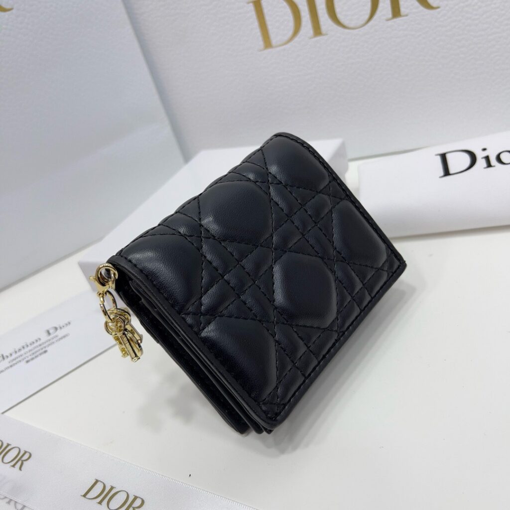 Dior Cannage Black Leather Card Holder editorial product context 2