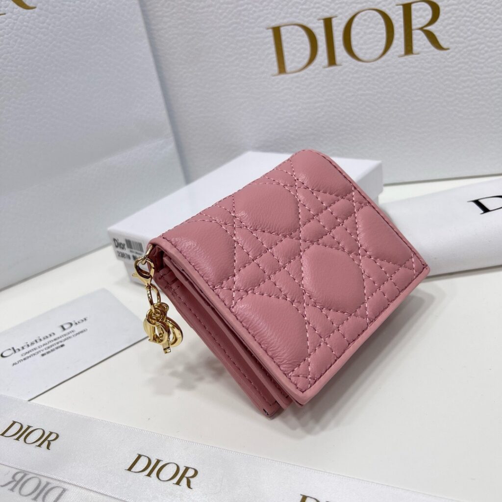 Dior Lady Pink Leather Wallet editorial product context 2