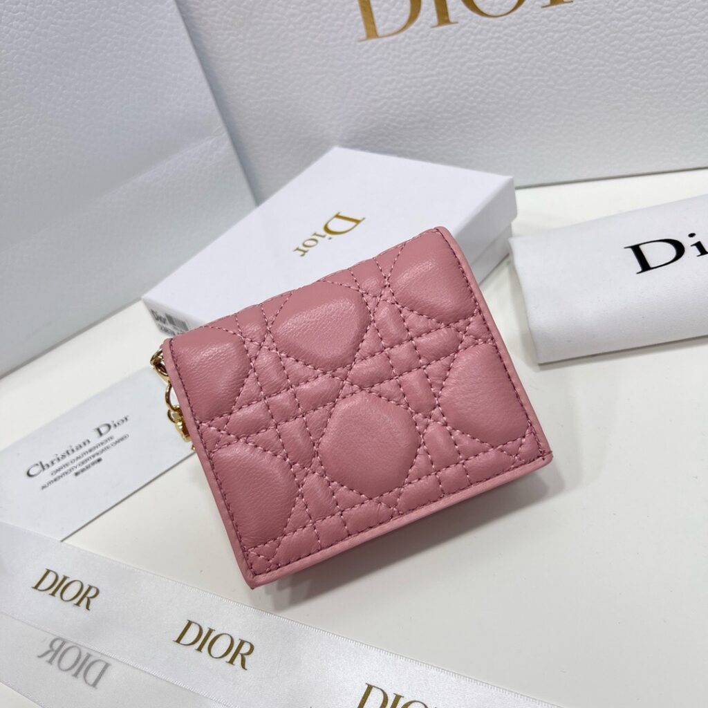 Dior Lady Pink Leather Wallet editorial product context 1