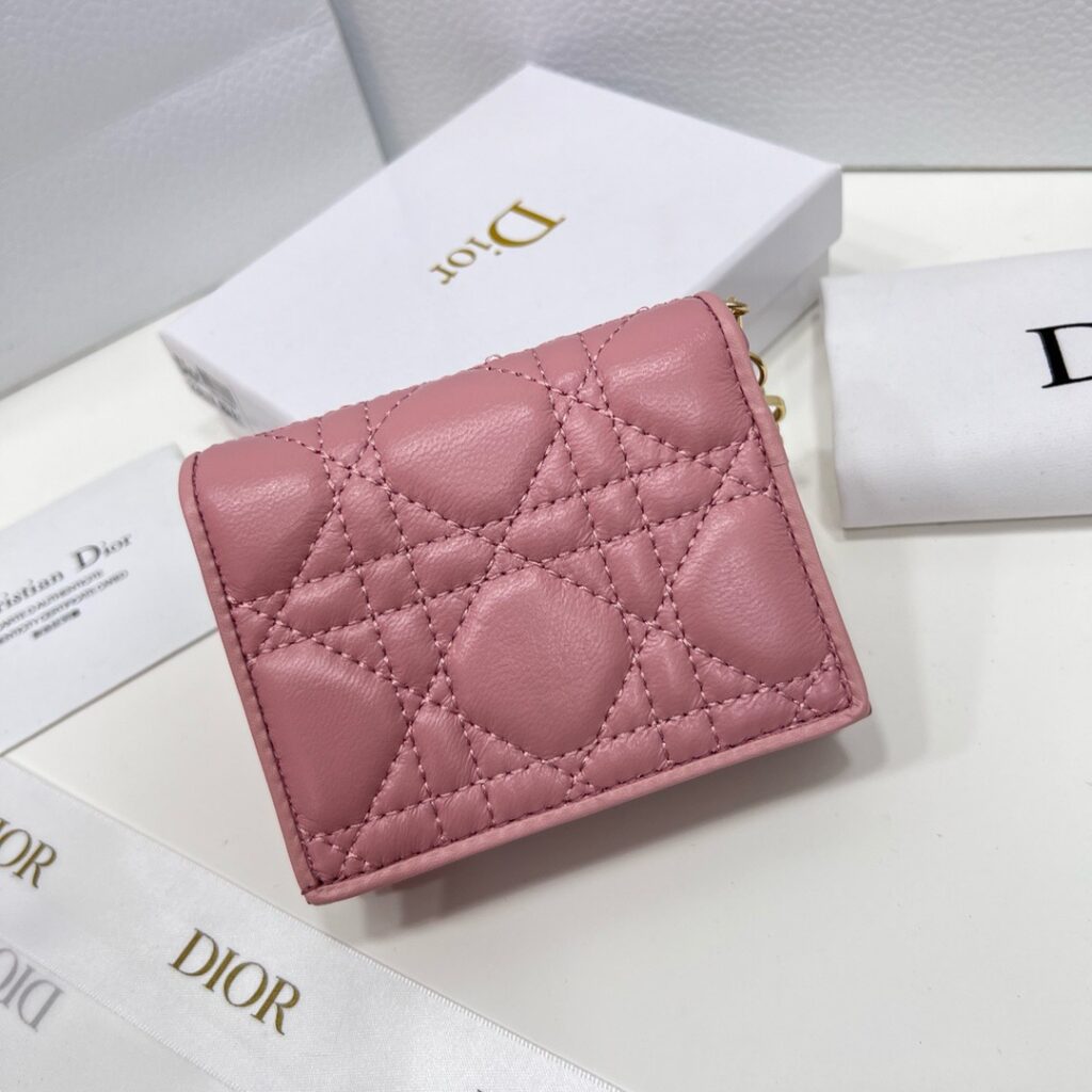 Dior Lady Pink Leather Wallet editorial product context 3