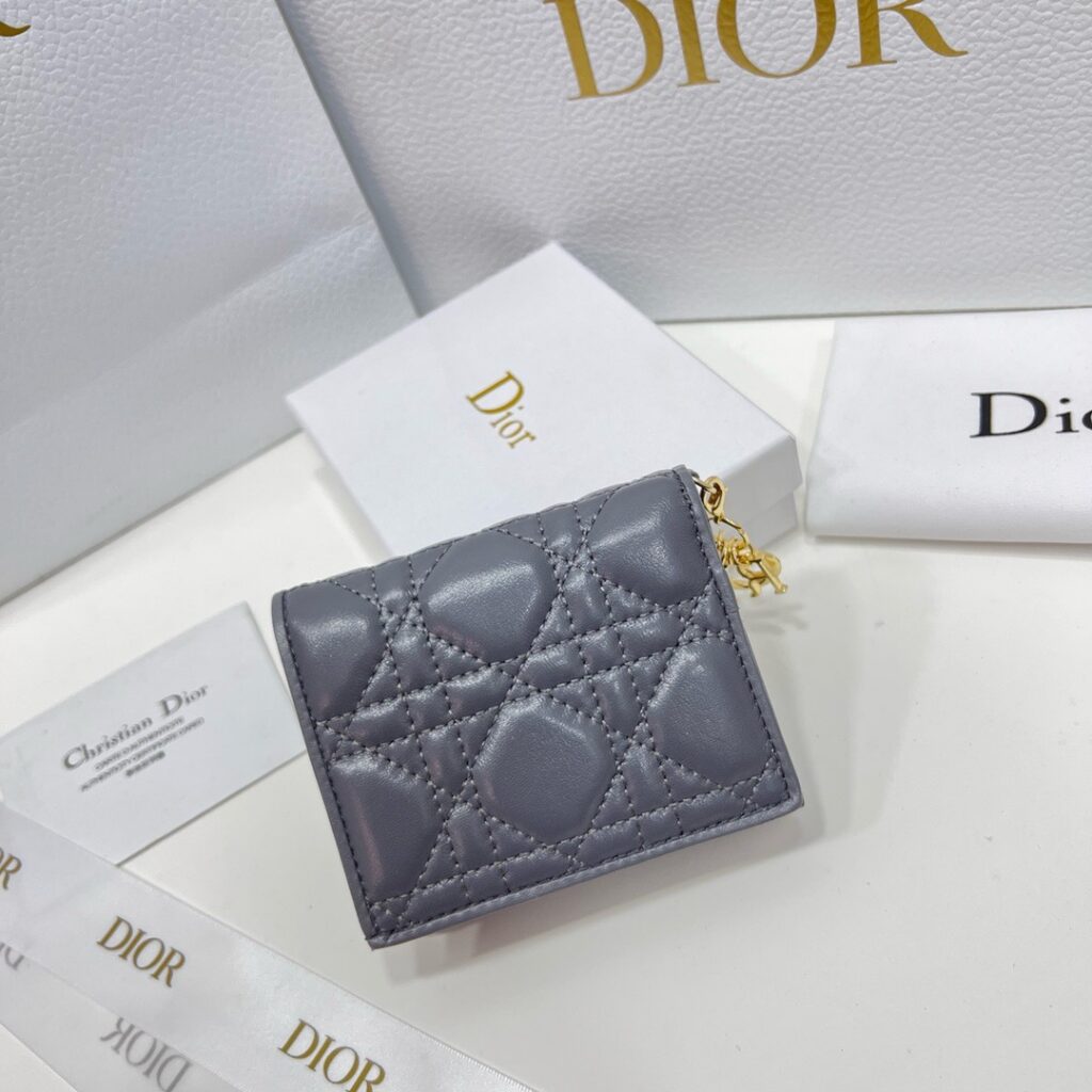 Dior Cannage Grey Leather Wallet editorial product context 2