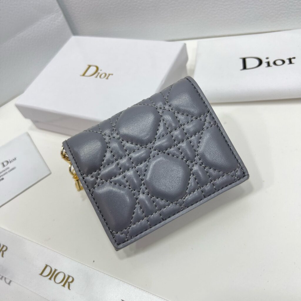 Dior Cannage Grey Leather Wallet editorial product context 1