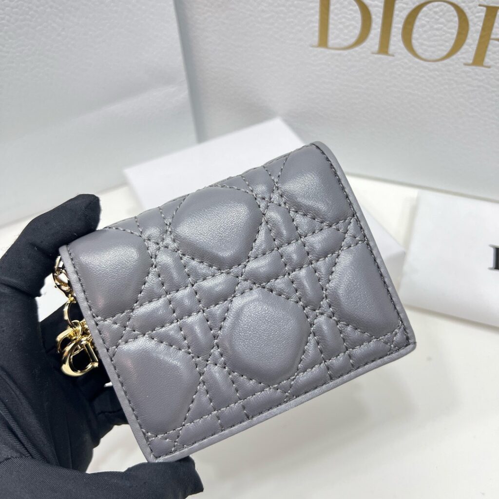 Dior Cannage Grey Leather Wallet editorial product context 3