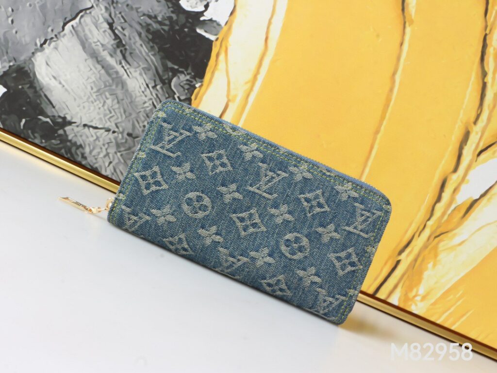 Louis Vuitton Zippy Blue Denim Wallet editorial product context 3