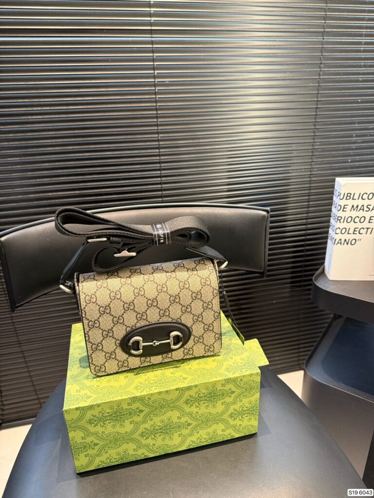 Gucci Horsebit Black Canvas Crossbody Bag editorial product context 3