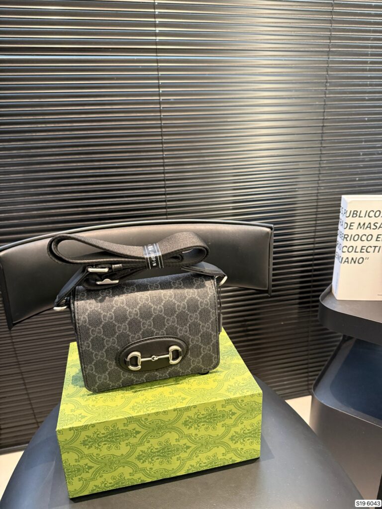 Gucci Horsebit Black Canvas Crossbody Bag editorial product context 2