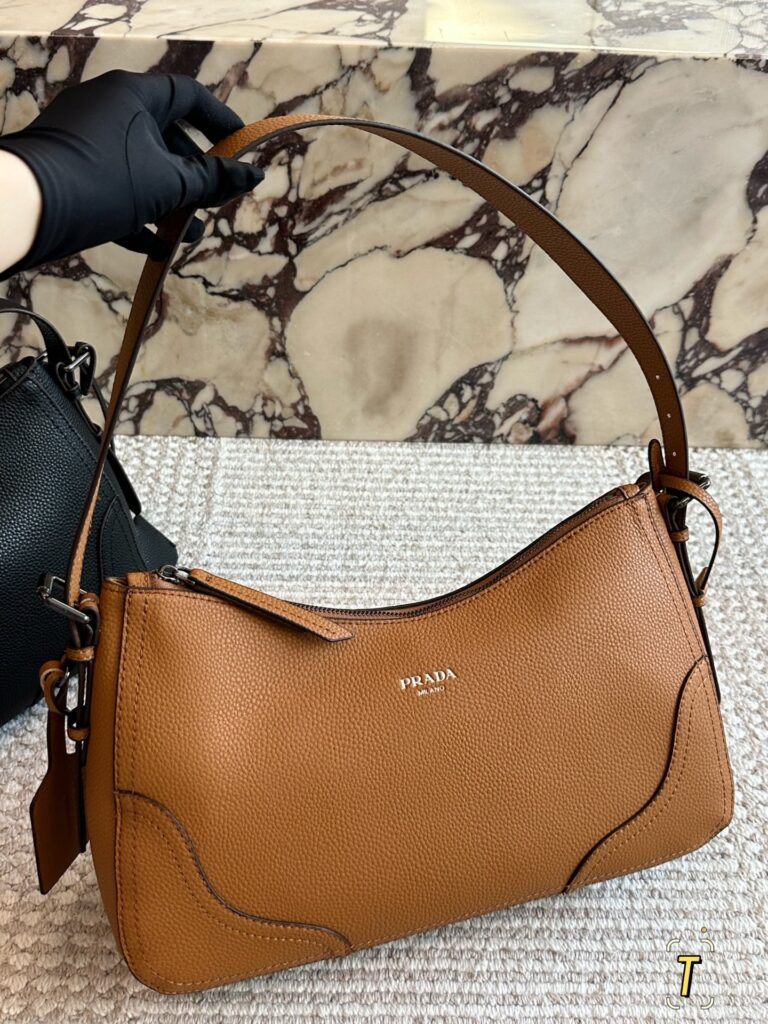 Prada Silver Leather Crossbody Bag editorial product context 1