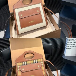 Burberry Check and Leather Tote Bag