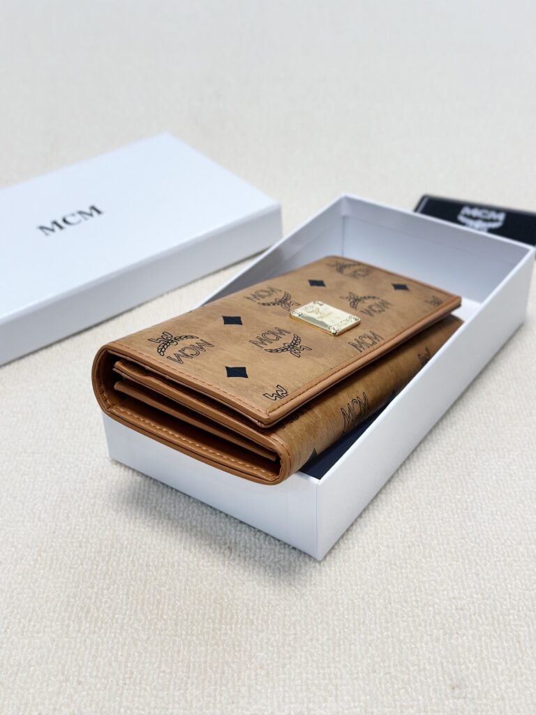 Mcm Visetos Gold Canvas Wallet editorial product context 3